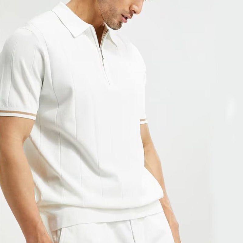 Short-sleeved Zipper T-shirt