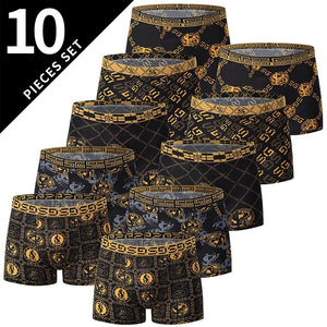 Men's Black Gold Printed Boxer Underwear