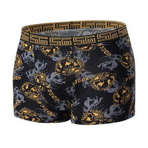 Men's Black Gold Printed Boxer Underwear