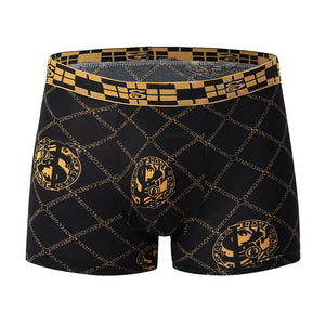 Men's Black Gold Printed Boxer Underwear