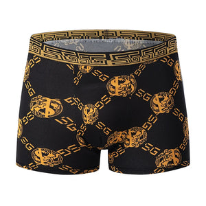 Men's Black Gold Printed Boxer Underwear