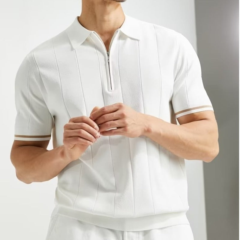 Short-sleeved Zipper T-shirt